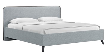 Кровать с механизмом Миа, 180 Bravo grey (серый) / кант Лайт 10 Велюр (коричневый) + кроватное дно в Миассе - предосмотр
