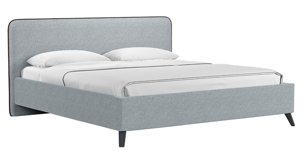 Кровать с механизмом Миа, 180 Bravo grey (серый) / кант Лайт 10 Велюр (коричневый) + кроватное дно в Миассе - изображение