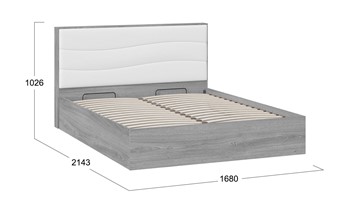 Двуспальная кровать с механизмом Миранда тип 1 (Дуб Гамильтон/Белый глянец) в Златоусте - предосмотр 1