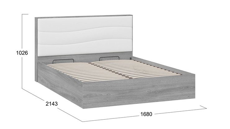 Двуспальная кровать с механизмом Миранда тип 1 (Дуб Гамильтон/Белый глянец) в Челябинске - изображение 1