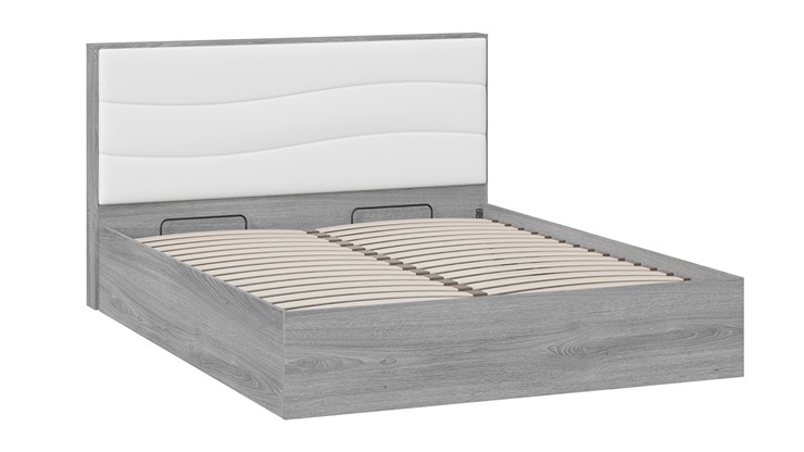 Двуспальная кровать с механизмом Миранда тип 1 (Дуб Гамильтон/Белый глянец) в Златоусте - изображение 2