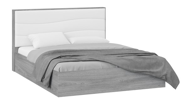 Двуспальная кровать с механизмом Миранда тип 1 (Дуб Гамильтон/Белый глянец) в Челябинске - изображение