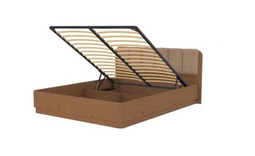 Кровать с подъемным механизмом Wood Home 2 160х200, Микрофибра (Венге (сосна) с брашированием/Diva Латте) в Челябинске - предосмотр 1