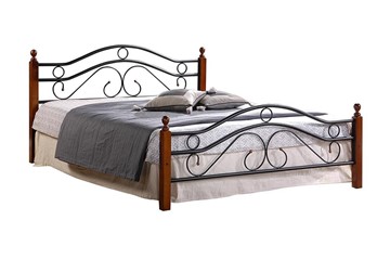 Кровать с основанием AT-803 дерево гевея/металл, 160*200 см (middle bed), красный дуб/черный, арт.5418 в Копейске