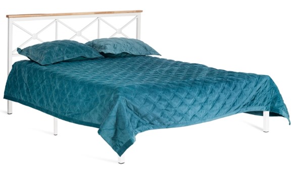 Кровать с основанием Iris (mod.9311) дерево гевея/металл, 160*200 см (Queen bed), Белый (White) в Копейске - изображение