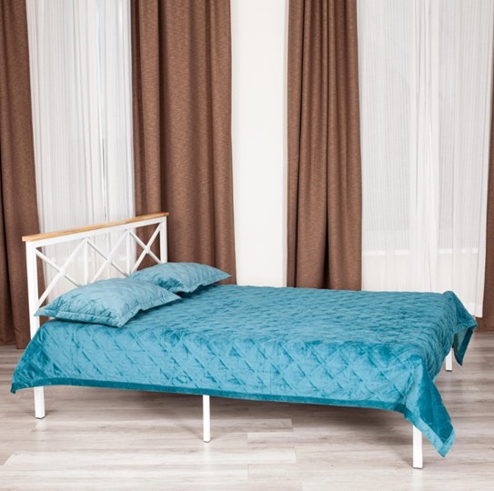 Кровать с основанием Iris (mod.9311) дерево гевея/металл, 160*200 см (Queen bed), Белый (White) в Копейске - изображение 9