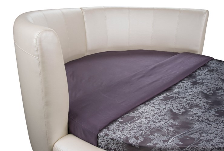 Круглая кровать Luna 200х200, Экокожа (Бежевый) в Копейске - изображение 1