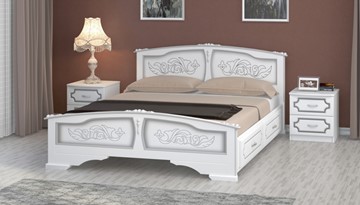 Кровать с выкатными ящиками Елена (Белый Жемчуг) 160х200 в Магнитогорске
