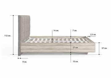 Кровать с подъемным механизмом Victoria (ясень анкор) 140х200 в Златоусте - предосмотр 1