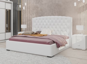 Двуспальная кровать Dario Slim 160x200, Экокожа (Белый) в Челябинске