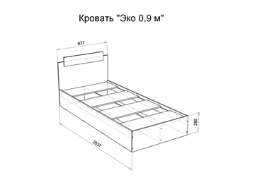Кровать 1-спальная Эко 900 ЛДСП, Венге/Сосна в Челябинске - предосмотр 1