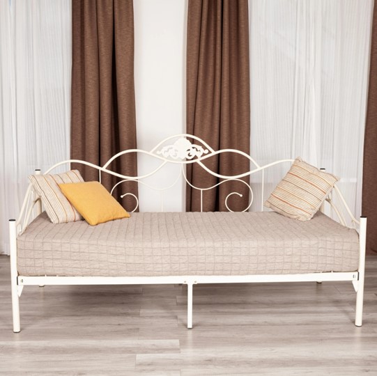 Спальная кровать Federica (mod. AT-881) дерево гевея/металл, 90*200 см (Day bed), Белый (butter white) в Челябинске - изображение 9