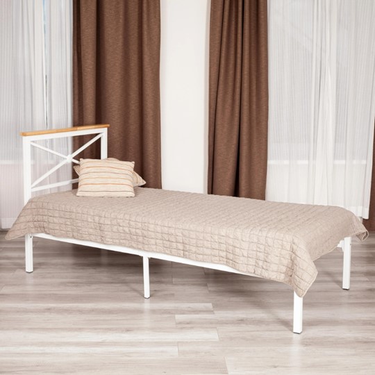 Кровать Iris (mod.9311) дерево гевея/металл, 90*200 см (Single bed), Белый (White) в Челябинске - изображение 8
