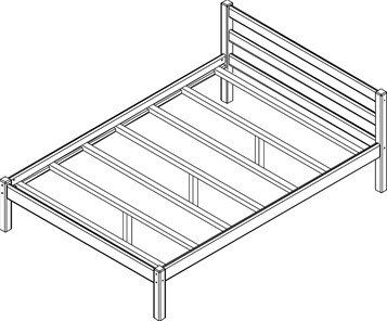 Кровать Рино с опорными брусками 160х200 массив сосны, без покрытия в Миассе - предосмотр 1