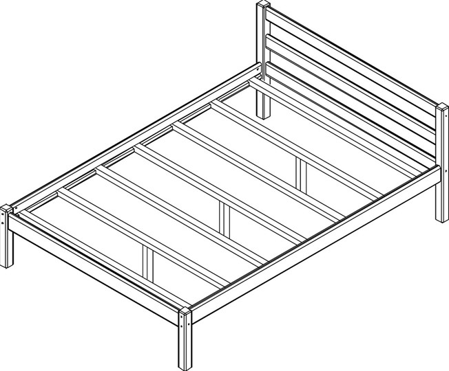 Кровать Рино с опорными брусками 160х200 массив сосны, без покрытия в Миассе - изображение 1