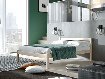 Спальная кровать Мебельград Рино с опорными брусками 90х200 массив сосны, без покрытия в Миассе