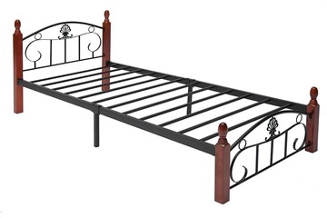 Спальная кровать РУМБА (AT-203)/ RUMBA  дерево гевея/металл, 90*200 см (Single bed), красный дуб/черный в Челябинске - предосмотр 1