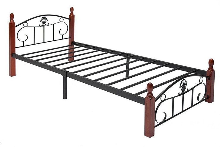 Спальная кровать РУМБА (AT-203)/ RUMBA  дерево гевея/металл, 90*200 см (Single bed), красный дуб/черный в Челябинске - изображение 1