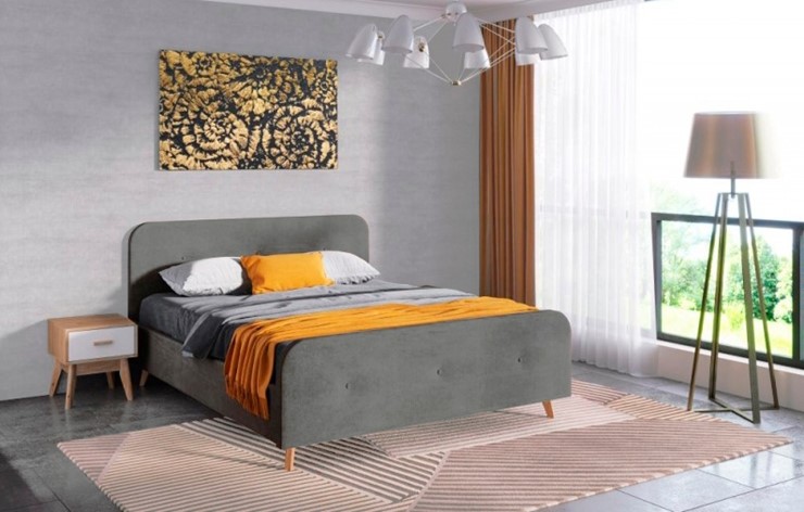 Спальная кровать Сиерра 900 (с подъемным механизмом и коробом) Торонто серый в Челябинске - изображение 1