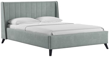 Кровать 1.5-спальная Мелисса 140, арт. Тори 61 велюр (серебристый серый) + кроватное дно в Миассе
