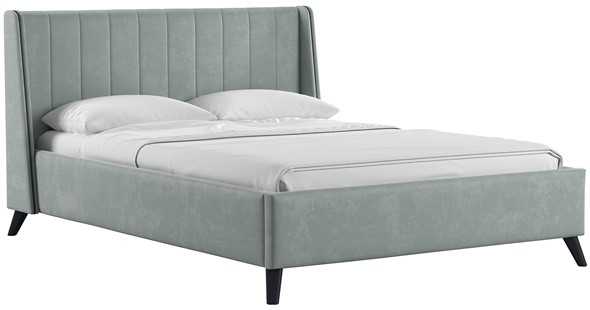 Кровать 1.5-спальная Мелисса 140, арт. Тори 61 велюр (серебристый серый) + кроватное дно в Миассе - изображение