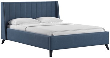 Кровать полуторная Мелисса 140, арт. Тори 83 велюр (серо-синий) + кроватное дно в Миассе