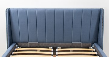 Кровать полуторная Мелисса 140, арт. Тори 83 велюр (серо-синий) + кроватное дно в Челябинске - предосмотр 8