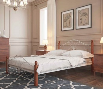 Спальная кровать Фортуна 1, 1200, белый/махагон в Копейске