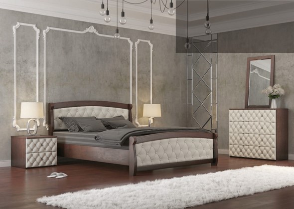 Кровать двуспальная Магнат 160*200 с основанием, мягкие спинки в Челябинске - изображение