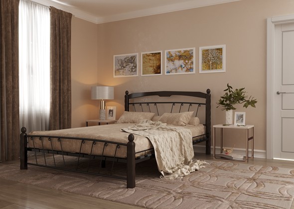 Полутороспальная кровать Муза 1, 1400, черный/шоколад в Миассе - изображение