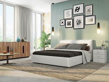 Спальная кровать Нэнси 160х200 с основанием, Ideal 301.кож.зам в Челябинске