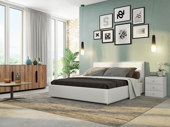 Двуспальная кровать Нэнси 180х200 с основанием, Ideal 301.кож.зам в Челябинске - изображение
