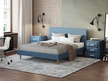 Кровать спальная Proson Claro 160х200, Рогожка (Тетра Голубой) в Миассе