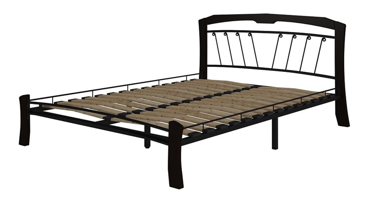 Кровать спальная Муза 4 Лайт, 1600, черный/шоколад в Миассе - изображение 1