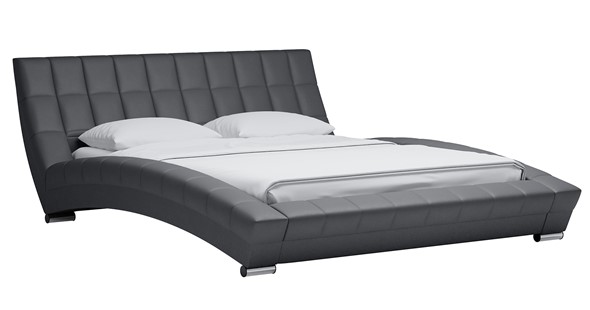 Кровать в спальню Оливия 160 арт. Марика 485 к/з (серый) с основанием в Челябинске - изображение