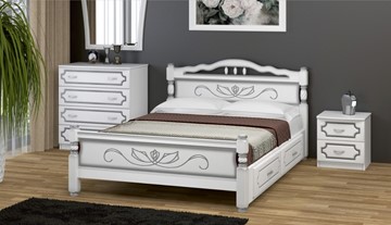 Кровать с выкатными ящиками Карина-5 (Белый Жемчуг) 90х200 в Копейске - предосмотр