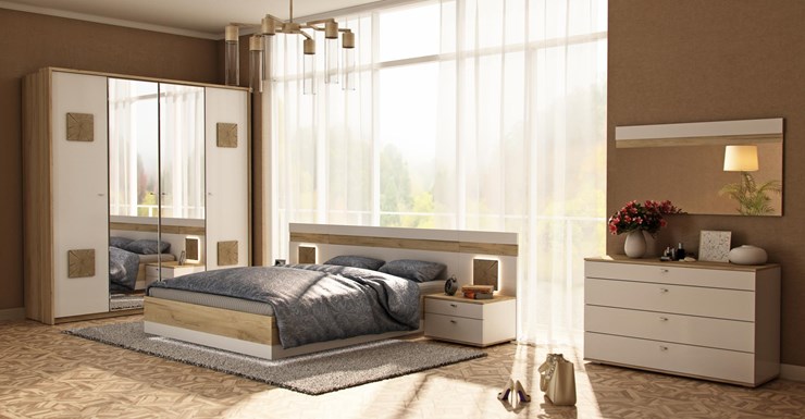 Гарнитур спальный Фиджи 3, белый в Миассе - изображение
