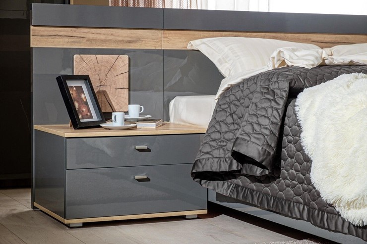Модульная спальня Фиджи базовый набор, Дуб золотой/Антрацит в Копейске - изображение 1