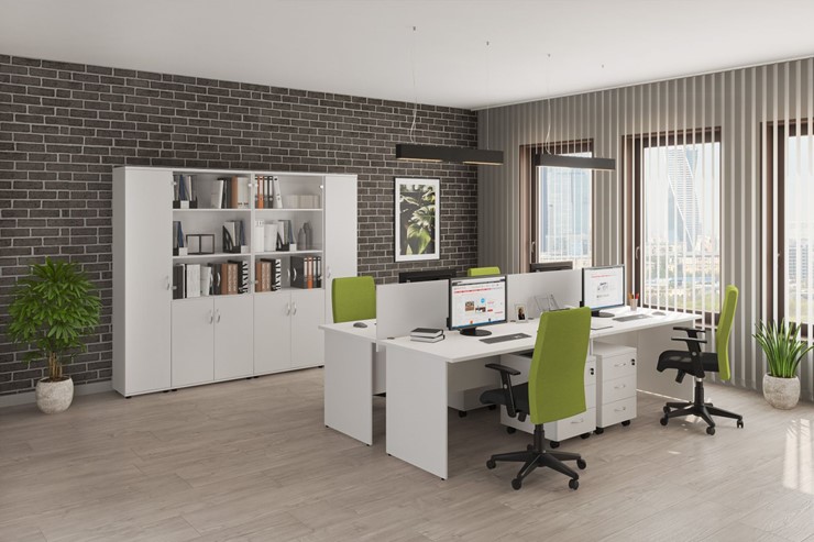 Офисный комплект мебели Комфорт (белый премиум) в Миассе - изображение