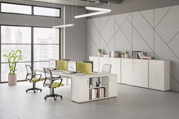 Набор мебели в офис Комфорт КФ (белый премиум) на сером металокаркасе в Миассе