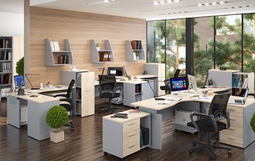 Мебель для персонала OFFIX-NEW для 4 сотрудников с двумя шкафами в Магнитогорске - предосмотр 1