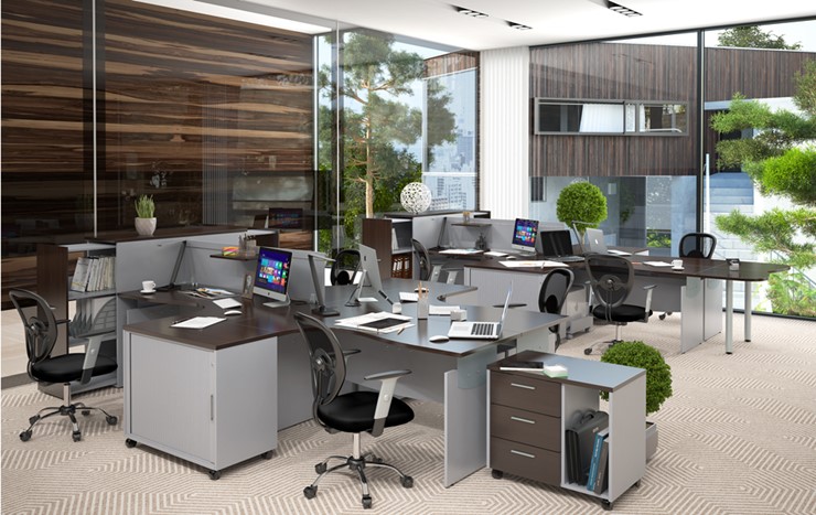 Комплект офисной мебели OFFIX-NEW для двух сотрудников и руководителя в Миассе - изображение 1
