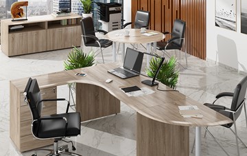 Офисный комплект мебели Wave 2, рабочий стол и конференц-стол в Златоусте
