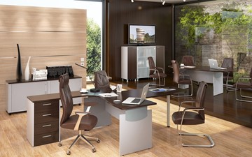 Комплект офисной мебели OFFIX-NEW для двух сотрудников и руководителя в Магнитогорске