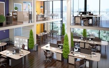 Набор мебели в офис Xten в опенспэйс для четырех сотрудников в Магнитогорске