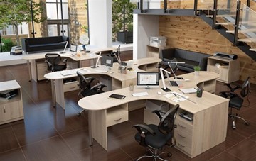 Мебель для персонала SIMPLE с эргономичными столами и тумбами в Копейске