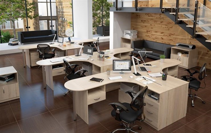 Мебель для персонала SIMPLE с эргономичными столами и тумбами в Миассе - изображение