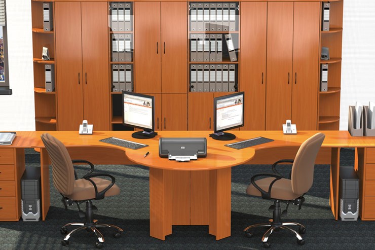 Набор мебели в офис Классик для двух сотрудников с большим шкафом в Копейске - изображение
