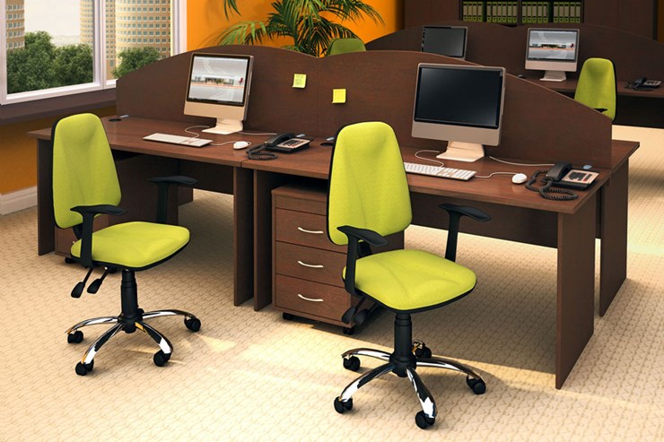 Комплект офисной мебели Moно-Люкс для 4 сотрудников с подкатными тумбами в Миассе - изображение