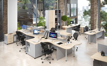 Мебель для персонала OFFIX-NEW для 4 сотрудников с двумя шкафами в Копейске - предосмотр